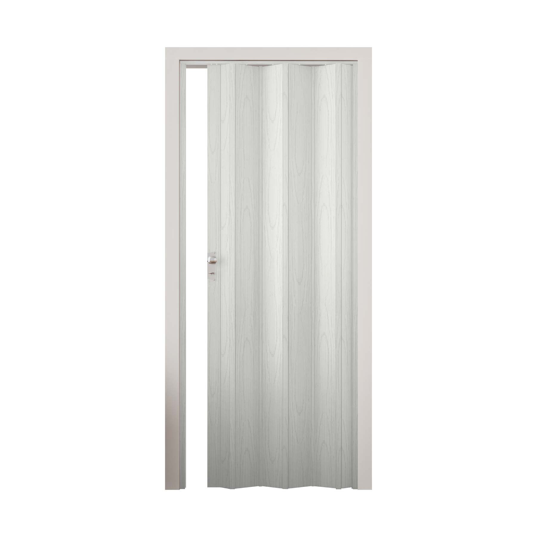 puerta plegable en PVC color blanco vetas, resistente y práctica, perfecta para separar ambientes con un diseño elegante y funcional