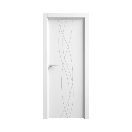 puerta blanca con lineas curvas